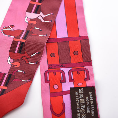 Hermes Silk Rocabar Twilly Rose Vif Bordeaux 4 of 5