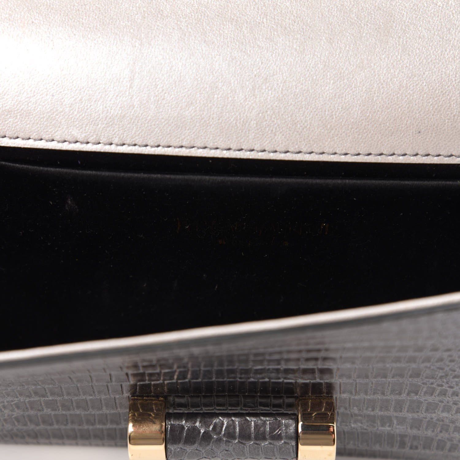 Saint Laurent Ombre Lizard Muse Clutch Silver 8 of 10