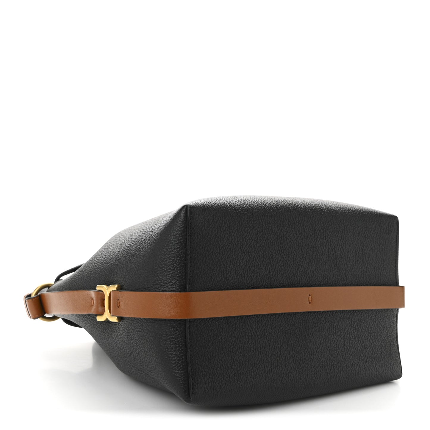 Grained Calfskin Marcie Bucket Bag Black