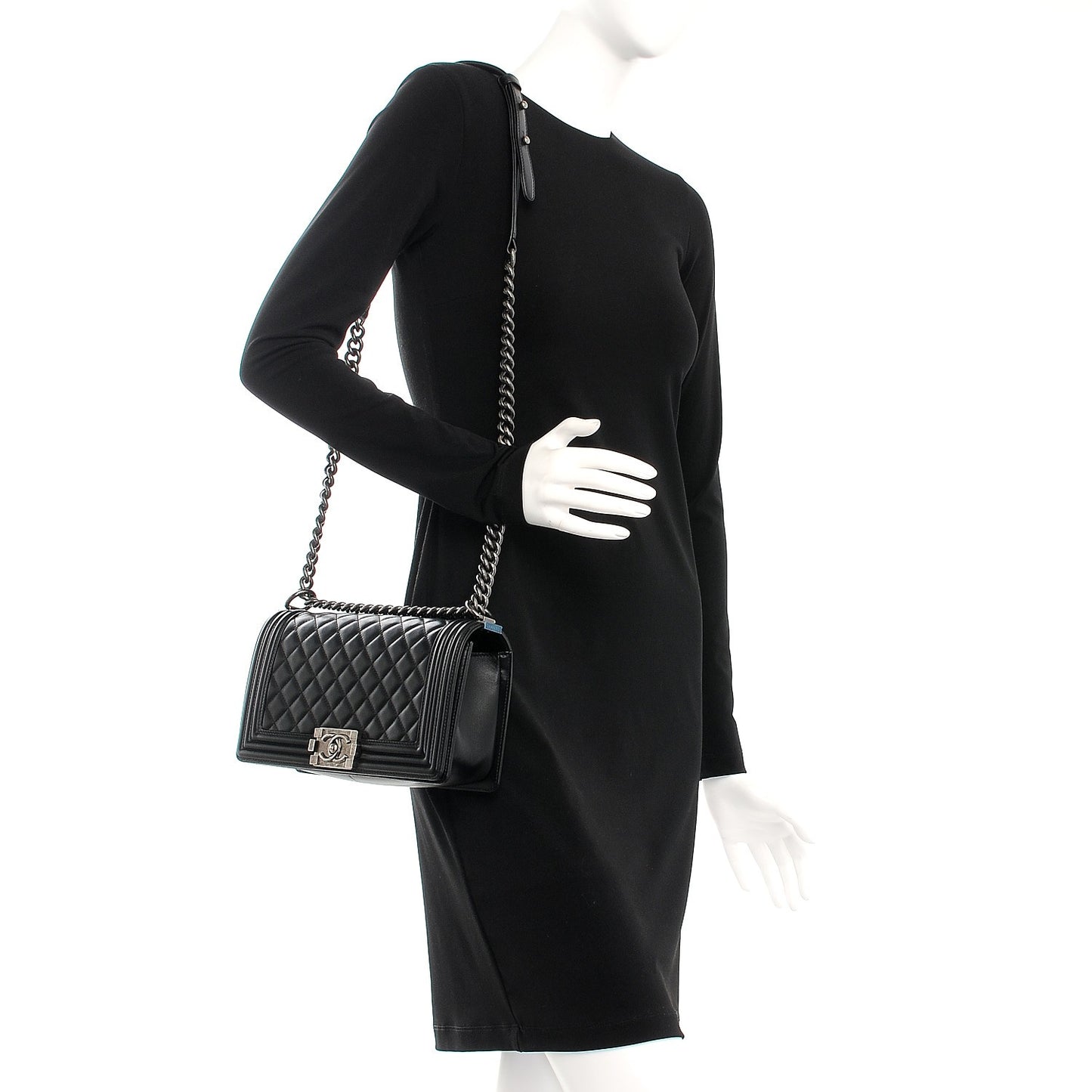 Lambskin Quilted Medium Boy Flap Black