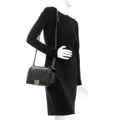 Chanel Lambskin Quilted Medium Boy Flap Black 2 of 8