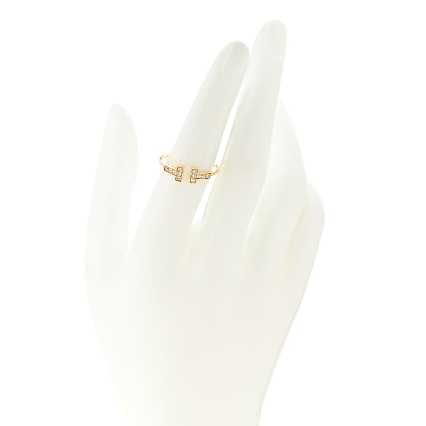 18K Yellow Gold Diamond T Wire Ring 54 7