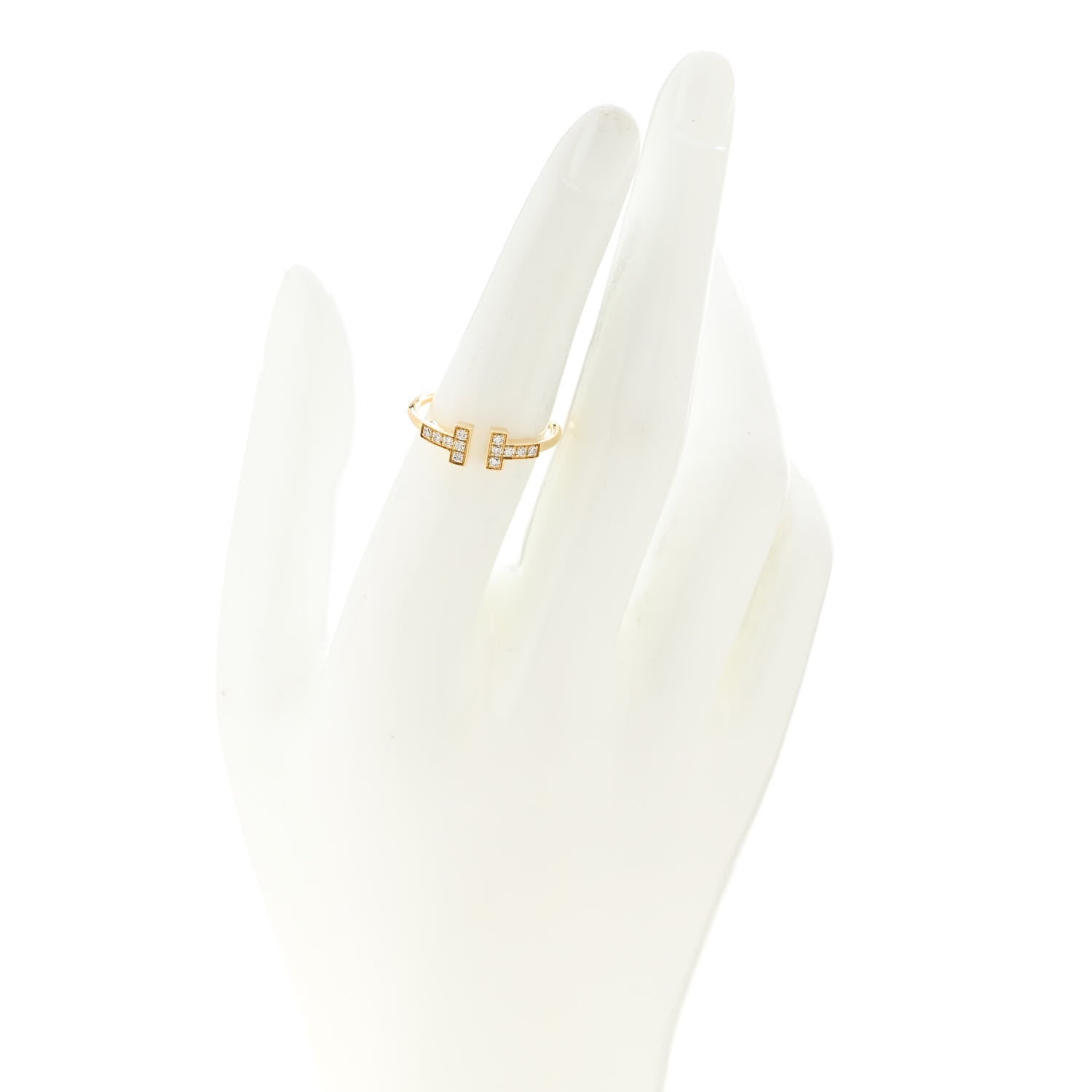 Tiffany 18K Yellow Gold Diamond T Wire Ring 54 7 2 of 5