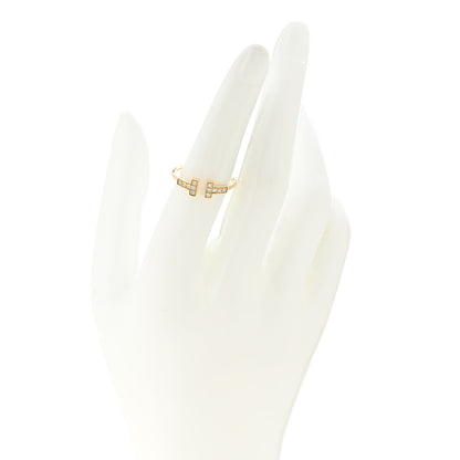 Tiffany 18K Yellow Gold Diamond T Wire Ring 54 7 2 of 5