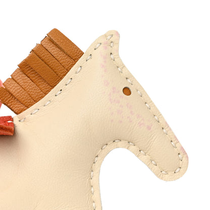 Hermes Milo Lambskin Grigri Rodeo Horse Bag Charm PM Craie Sesame Cornaline 6 of 8