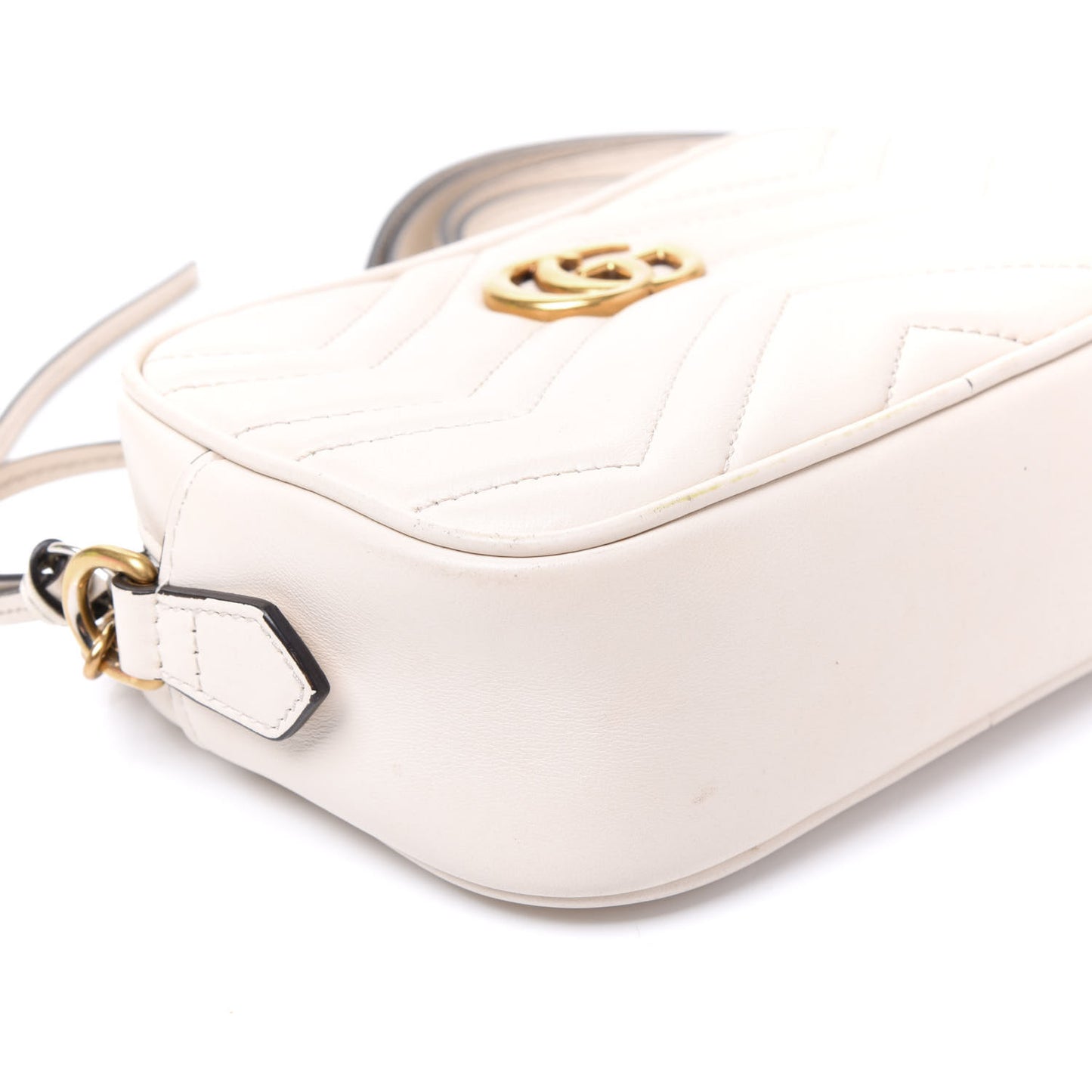 Calfskin Matelasse Mini GG Marmont Chain Shoulder Bag White