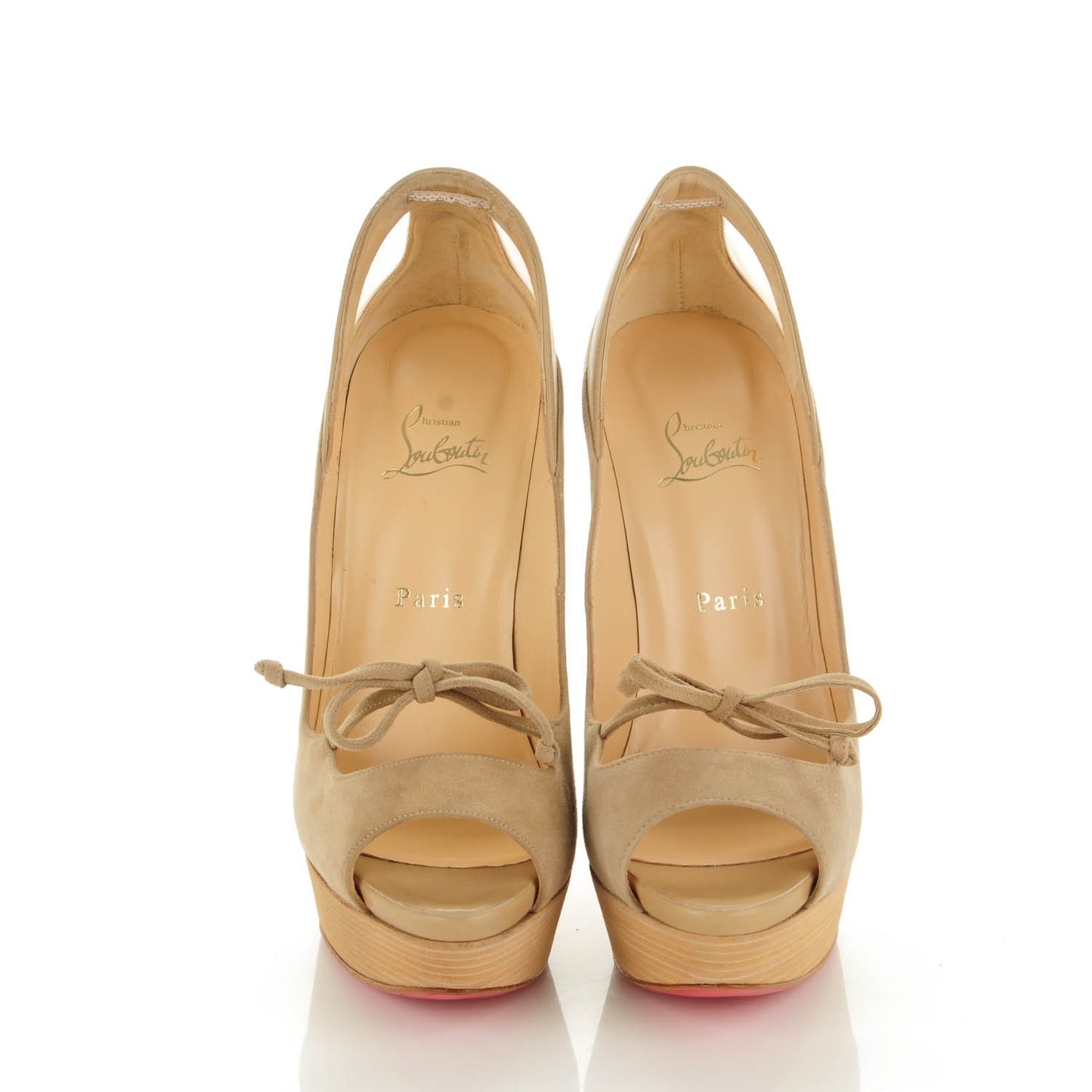 Suede Calfskin Maleva 150 Platform Peep Toe Pumps 40 Pomice