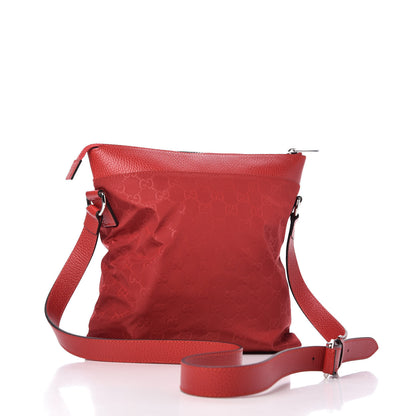 Gucci Nylon Monogram Dollar Calfskin Flat Messenger Bag Vibrant Red 3 of 10