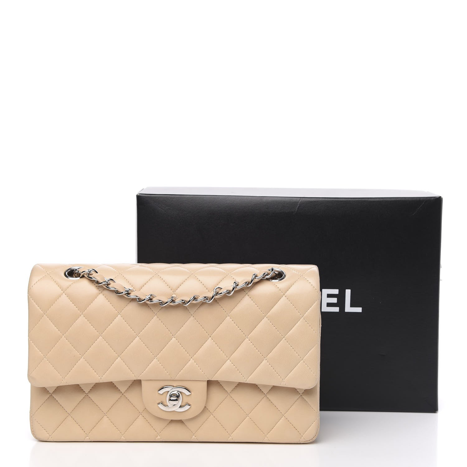 Chanel Lambskin Quilted Medium Double Flap Beige 16 of 16