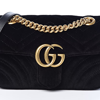 Gucci Velvet Matelasse Mini GG Marmont Shoulder Bag Black 10 of 10