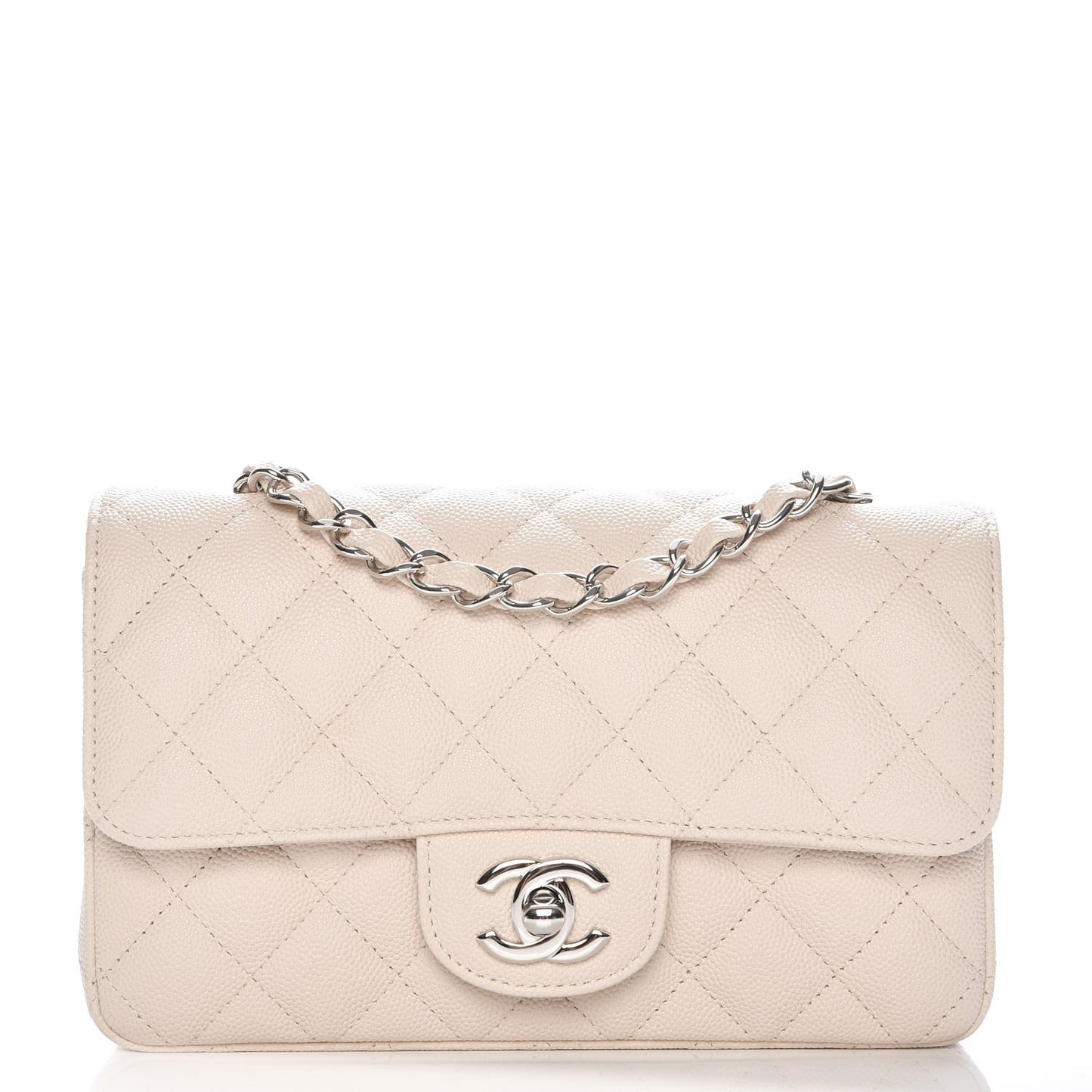 Caviar Quilted Mini Rectangular Flap Light Beige