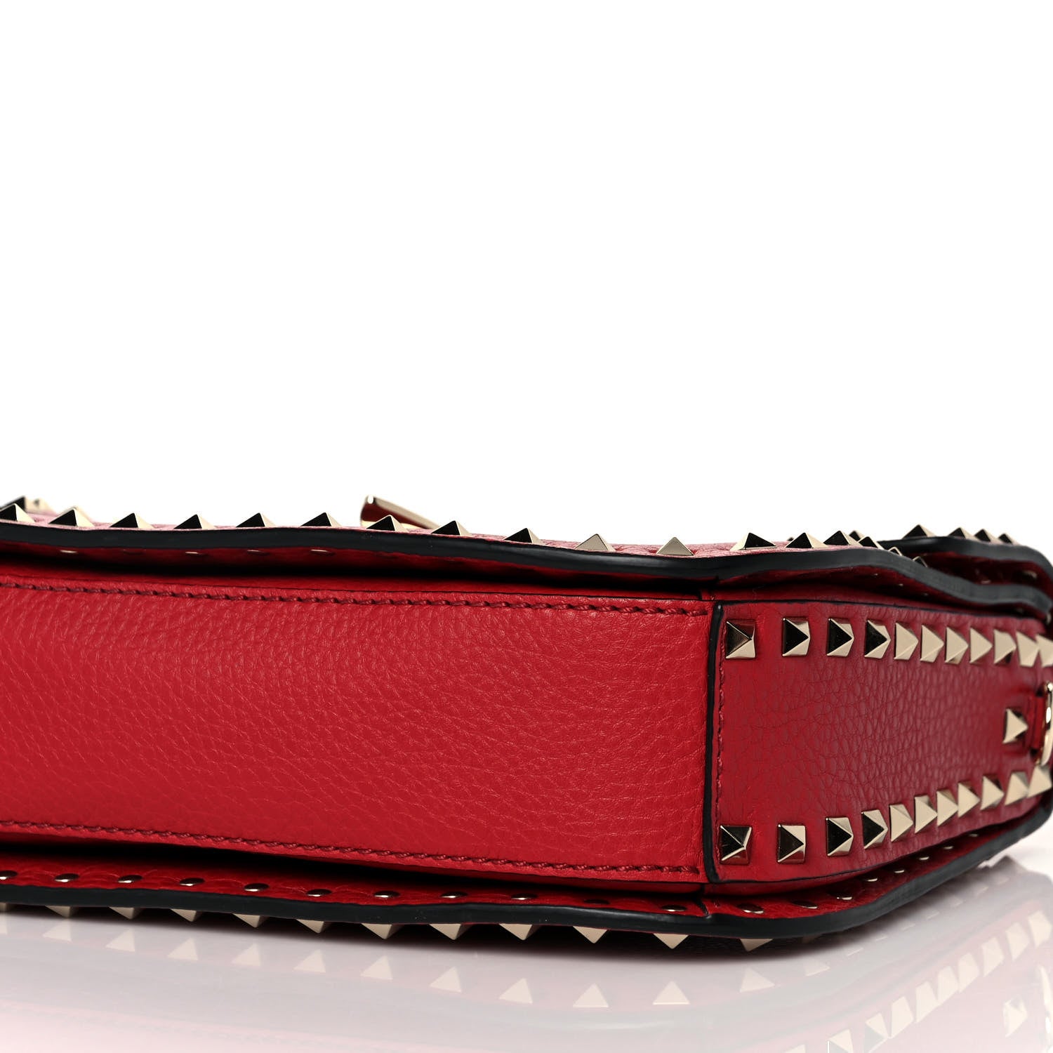 Valentino Garavani Pebbled Calfskin Medium Rockstud Flap Saddle Bag Rosso Valentino 8 of 8