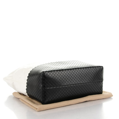 Bottega Veneta Lino Spalmato Light Calf Medium Scolpito Tote Off White Nero Black 4 of 8
