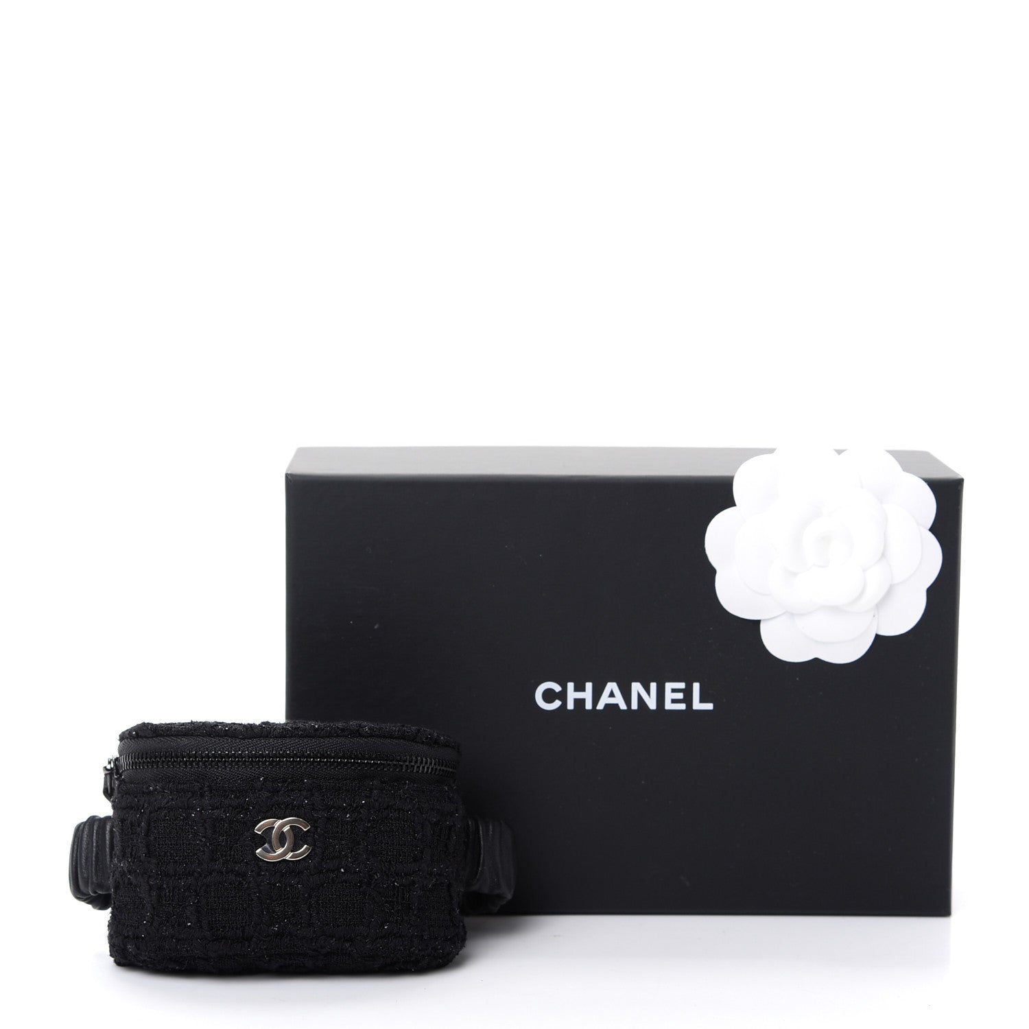 Chanel Tweed Lambskin Quilted Arm Coin Purse Black 7 of 7