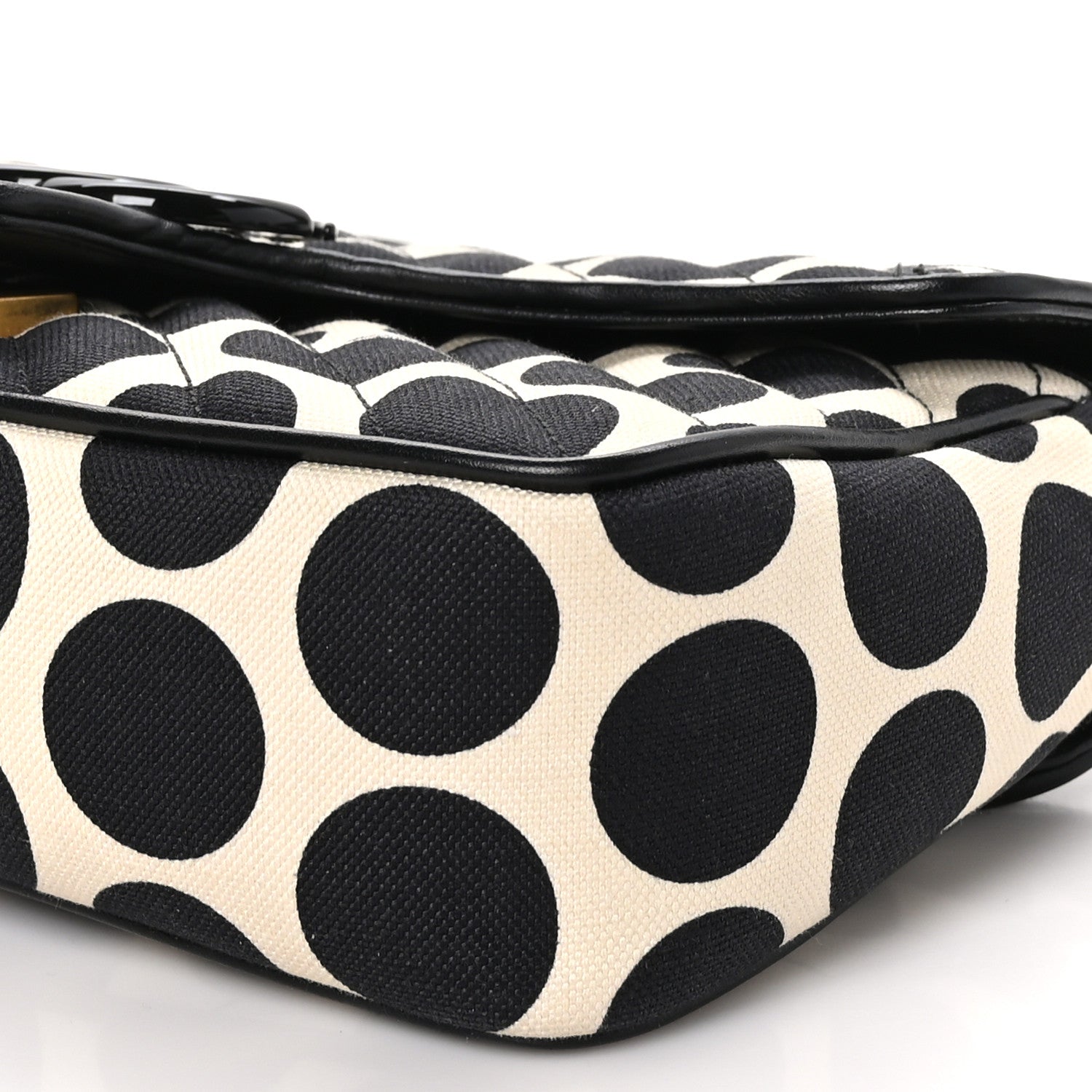 Gucci Canvas Matelasse Diagonal Polka Dot Small GG Marmont Shoulder Bag Black White 10 of 11