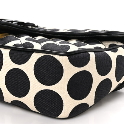 Gucci Canvas Matelasse Diagonal Polka Dot Small GG Marmont Shoulder Bag Black White 10 of 11