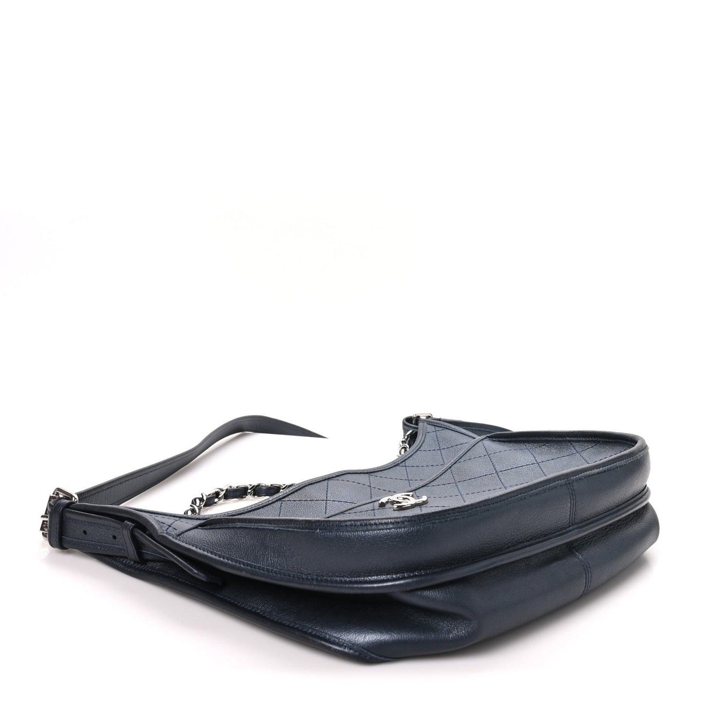 Calfskin Quilted Large Jungle Stroll Hobo Bag Navy