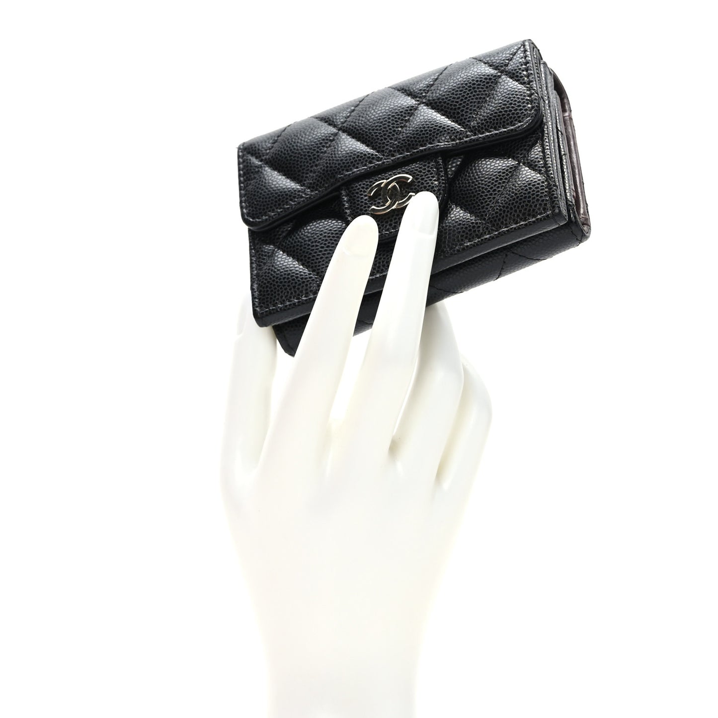 Caviar Quilted Double Flap Wallet Black