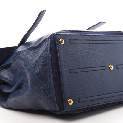 Saint Laurent Calfskin Canvas Medium Muse Two Navy 8 of 9