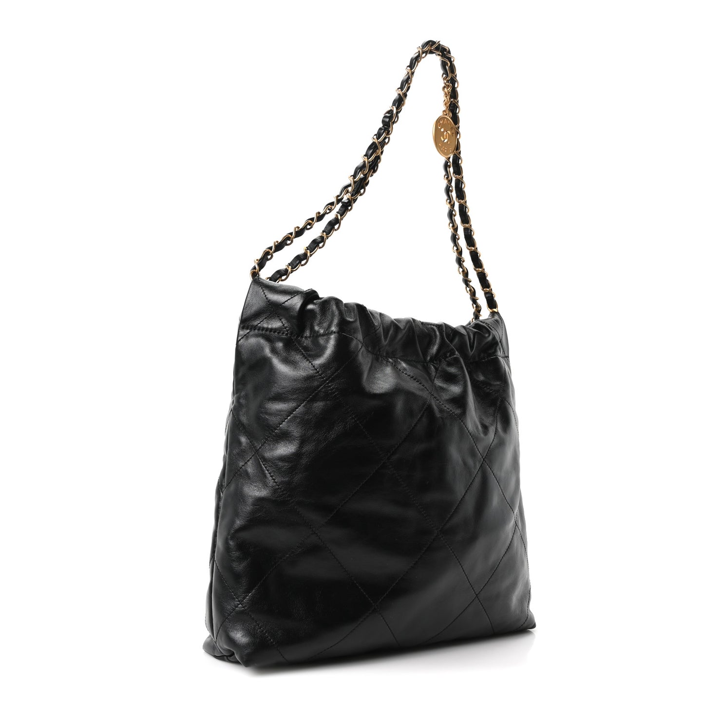 Shiny Calfskin Quilted Small Chanel 22 Black