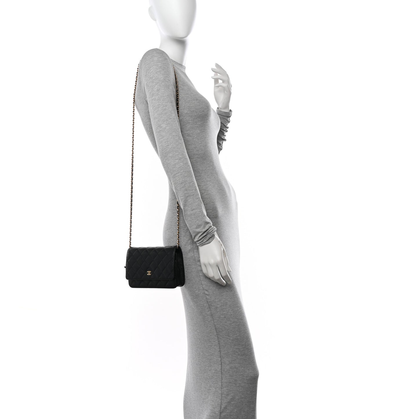 Caviar Quilted Wallet on Chain WOC Black