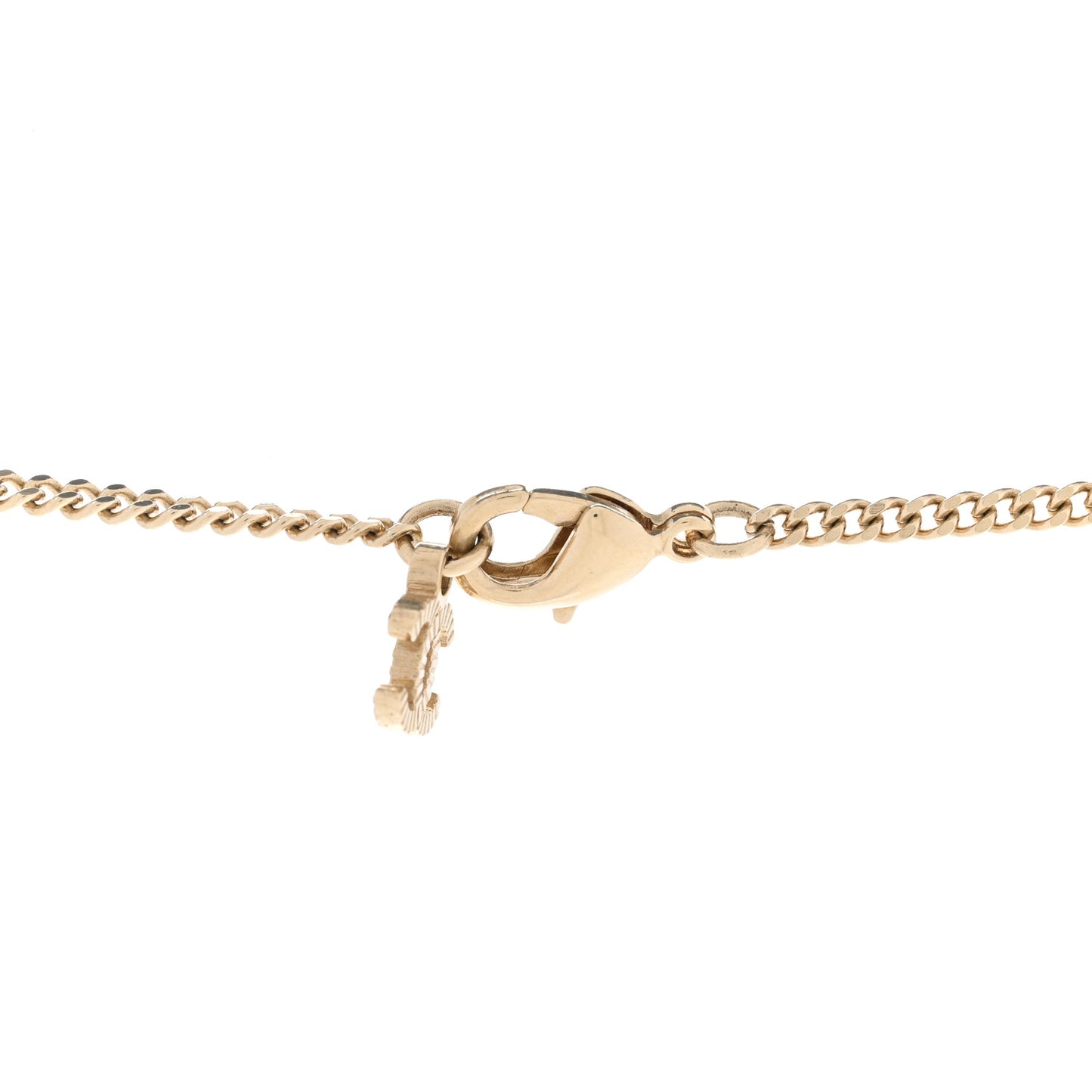 Enamel Pearl Crystal Twisted CC Necklace Gold Pale Pink