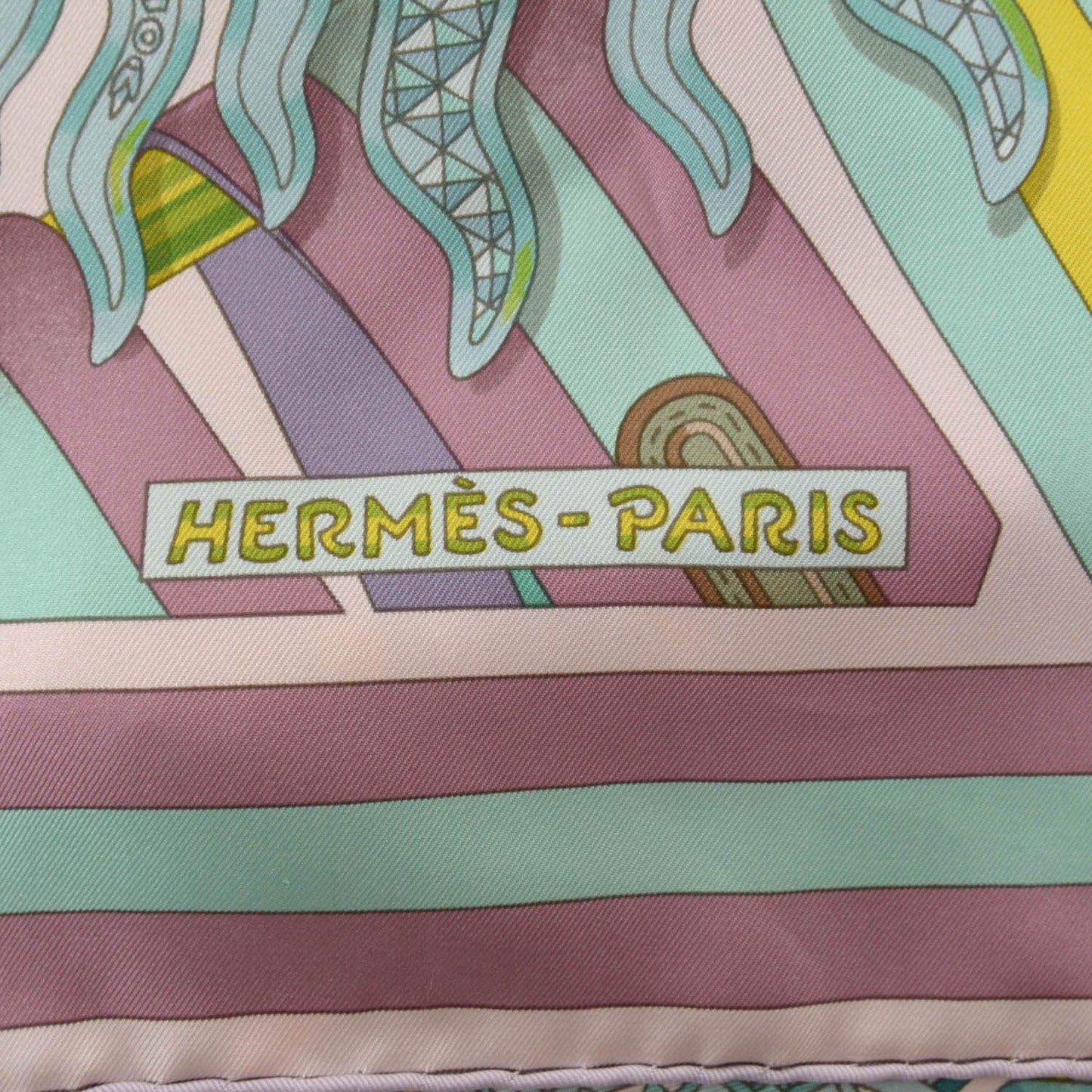Silk Les Sangles de Phoebus Scarf 90 Rose Pale Aqua Arnica
