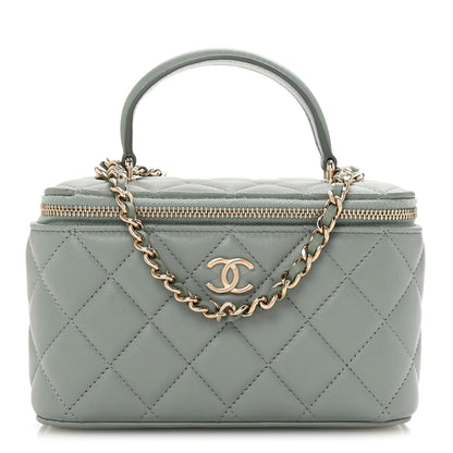 Chanel Lambskin Quilted Small Top Handle Vanity Case With Chain Light Blue 1 of 9