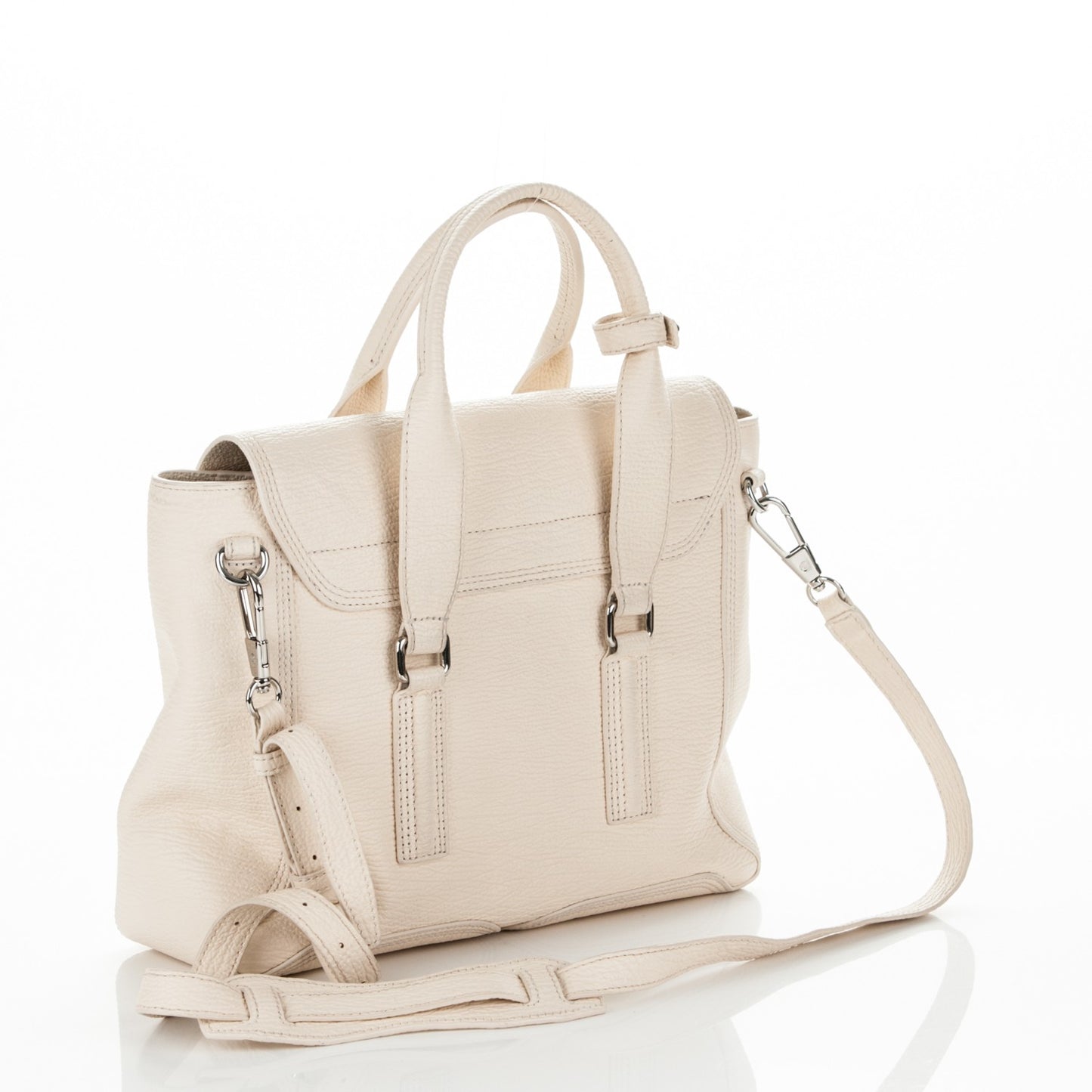3.1 Textured Calfskin Medium Pashli Satchel Milk