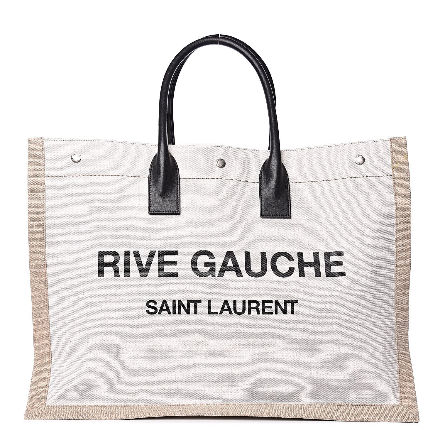 Saint Laurent Linen Calfskin Rive Gauche Tote Optic White 1 of 8