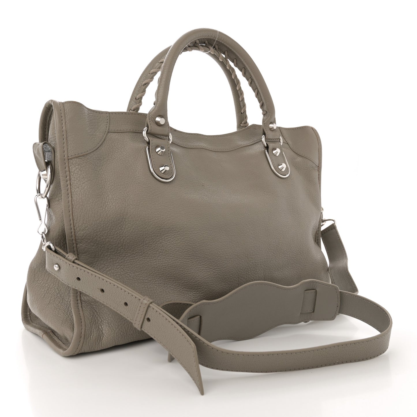 Chevre Silver Metallic Edge Hardware City Gris Taupe