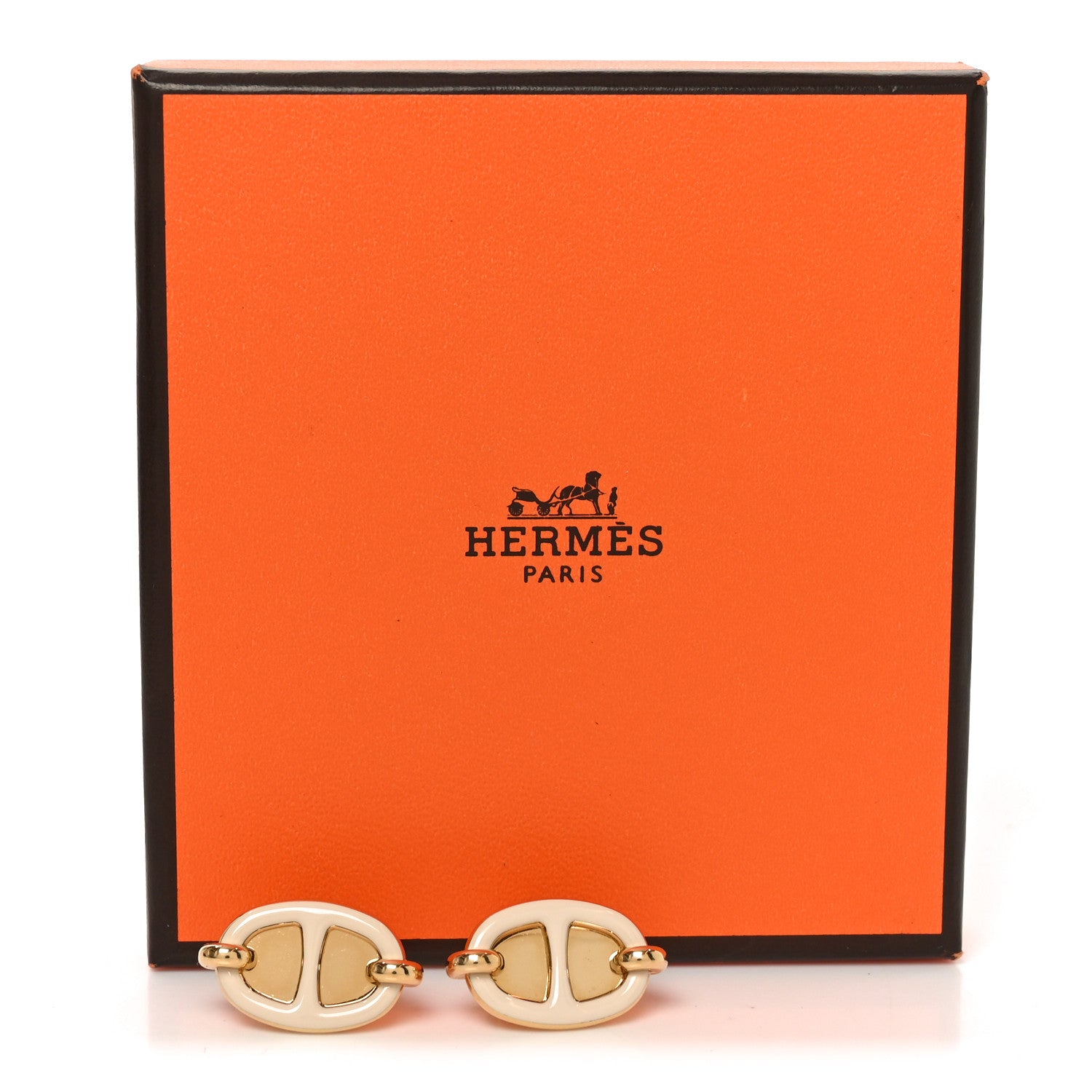 Hermes Enamel Mini Maillon Earrings Creme 1825850 – FASHIONPHILE