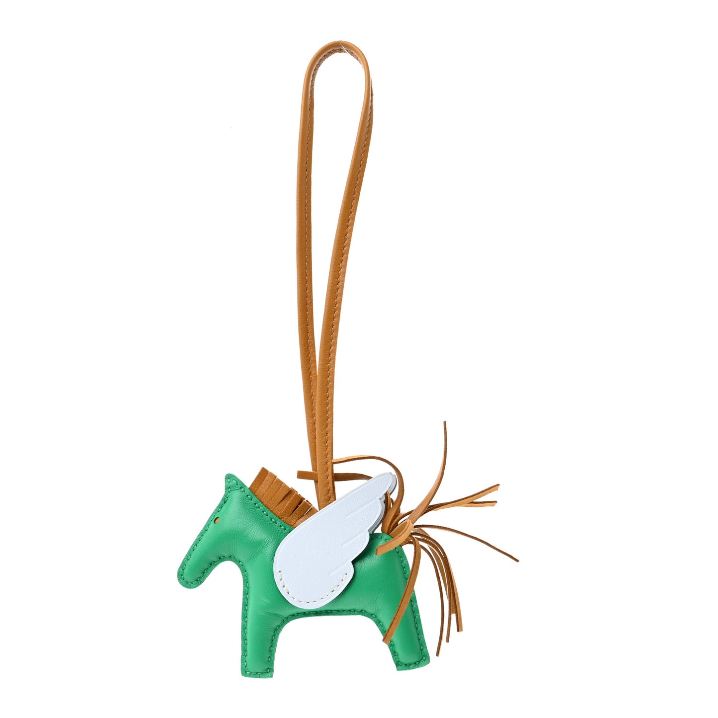 Milo Lambskin Grigri Rodeo Pegase Horse Bag Charm PM Menthe Sesame Bleu Brume