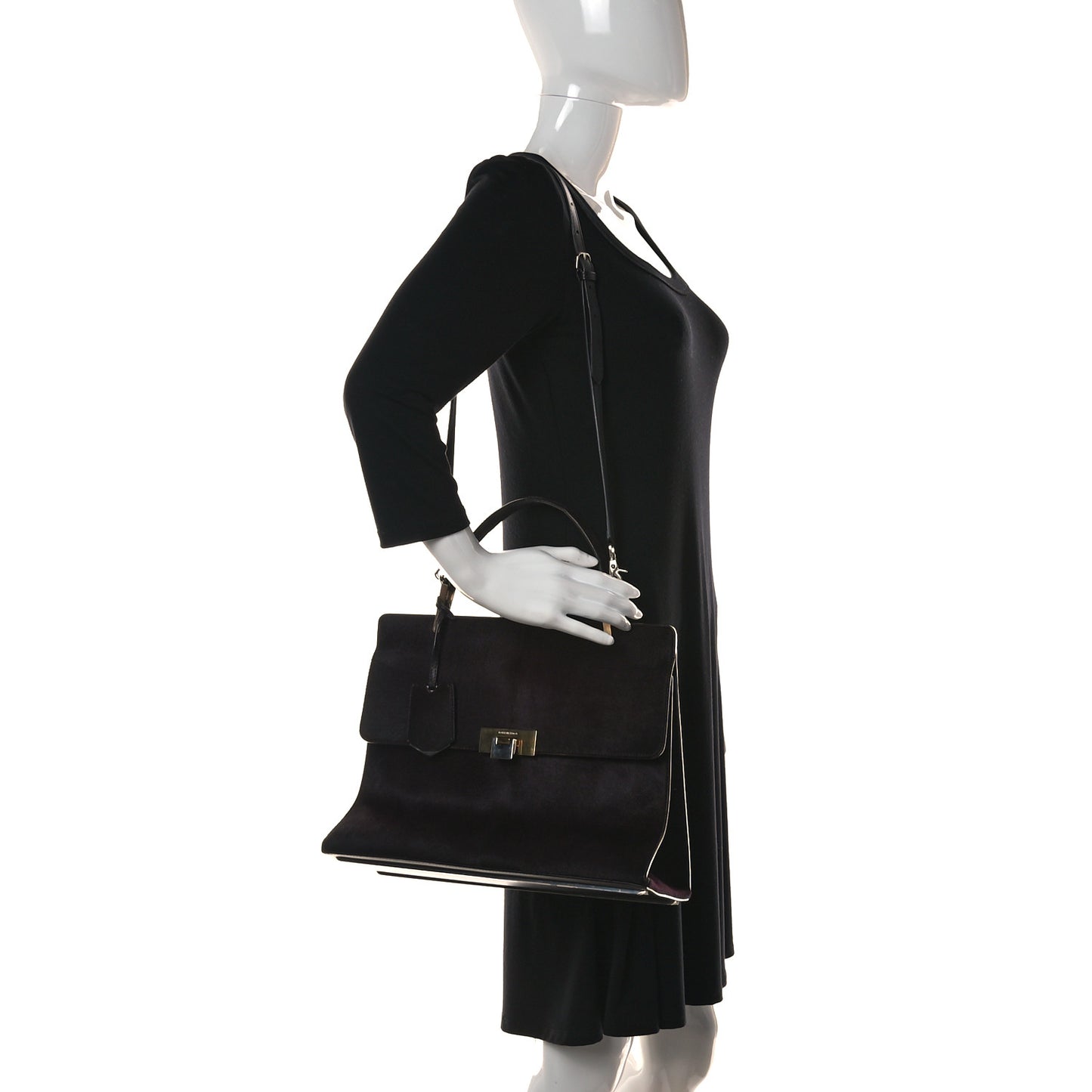 Calf Hair Le Dix Cartable M Shoulder Bag Burgundy