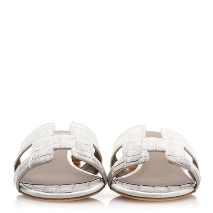 Hermes Matte Niloticus Crocodile Himalaya Oasis Sandals 36.5 White 2 of 9