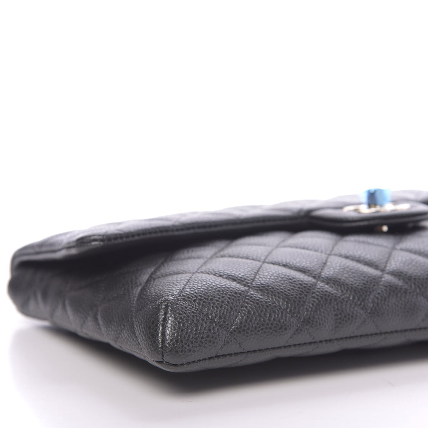 Caviar Quilted Flap Clutch Dark Grey