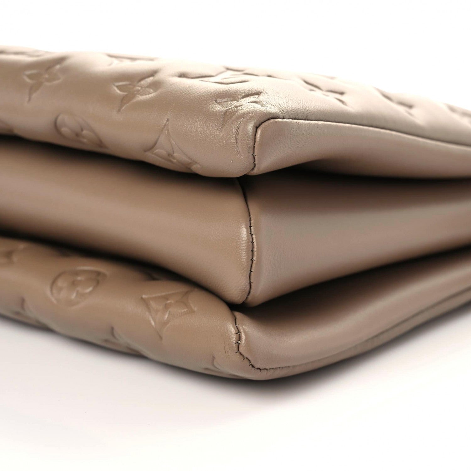 Louis Vuitton Lambskin Embossed Monogram Coussin MM Taupe 6 of 9