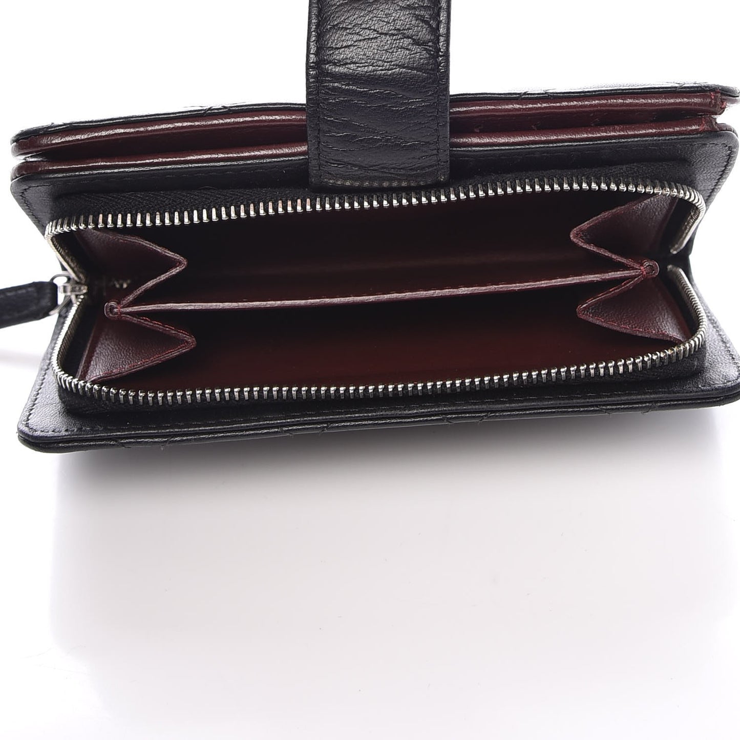 Lambskin Quilted Zipped Pocket Wallet Black