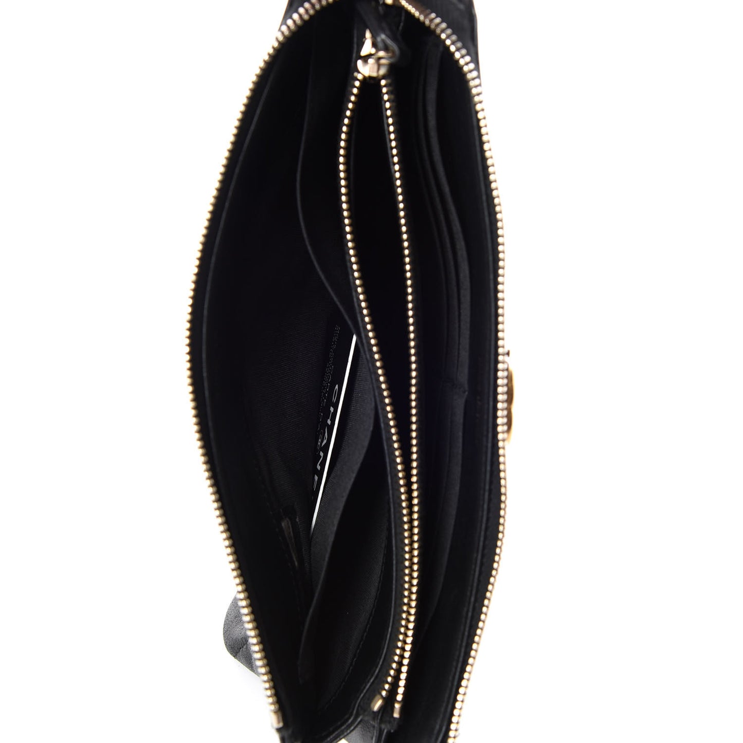 Lambskin Quilted Small Zipped Boy Pouch Black