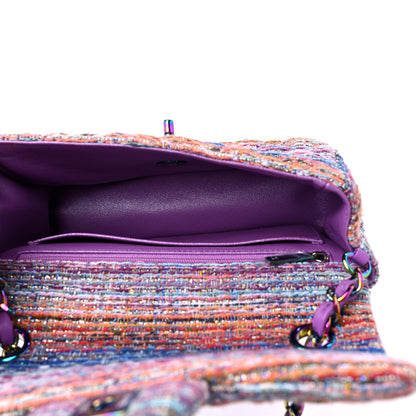 Chanel Tweed Quilted Mini Rectangular Flap Blue Pink Orange 5 of 9