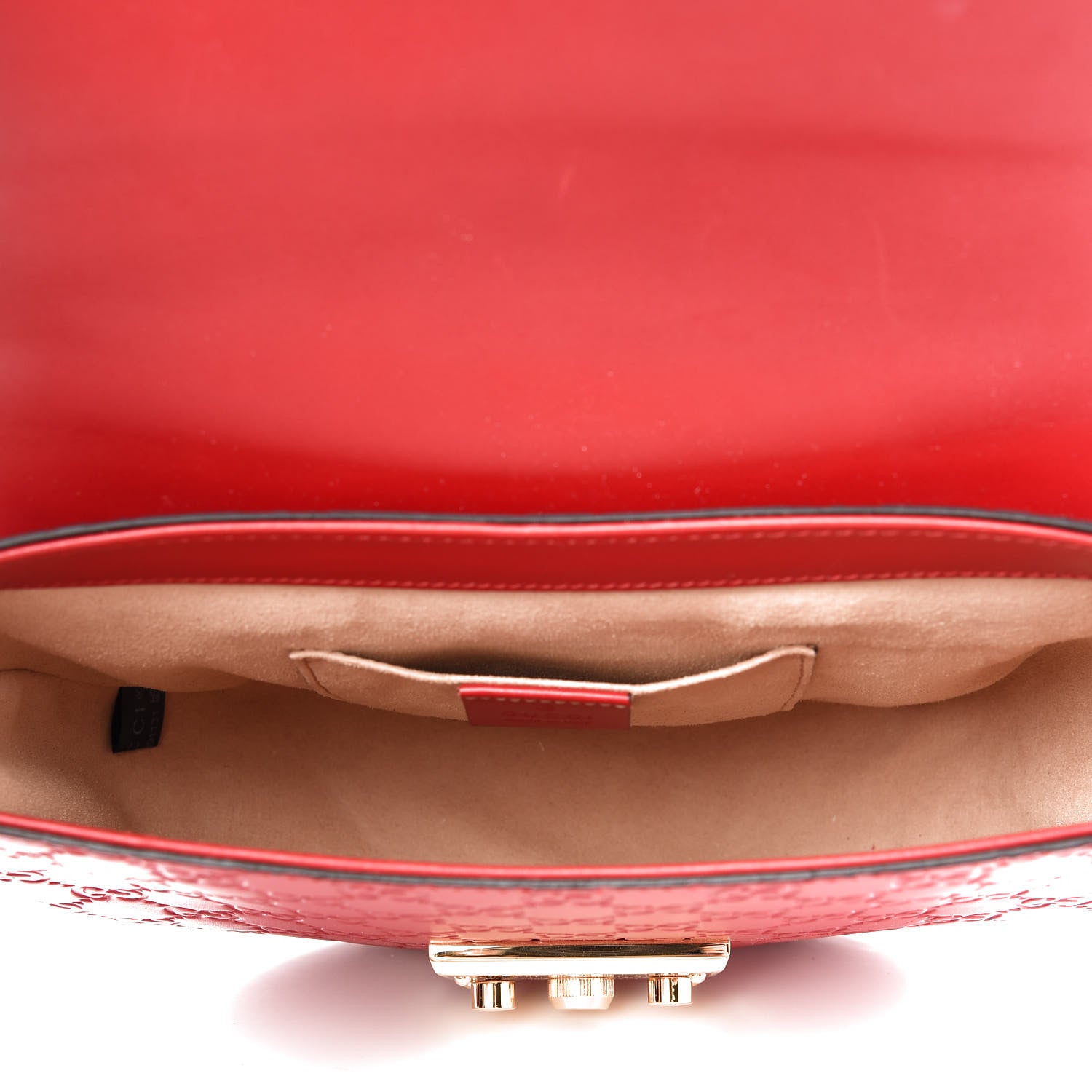 Gucci Guccissima Web Medium Padlock Messenger Shoulder Bag Hibiscus Red 7 of 11