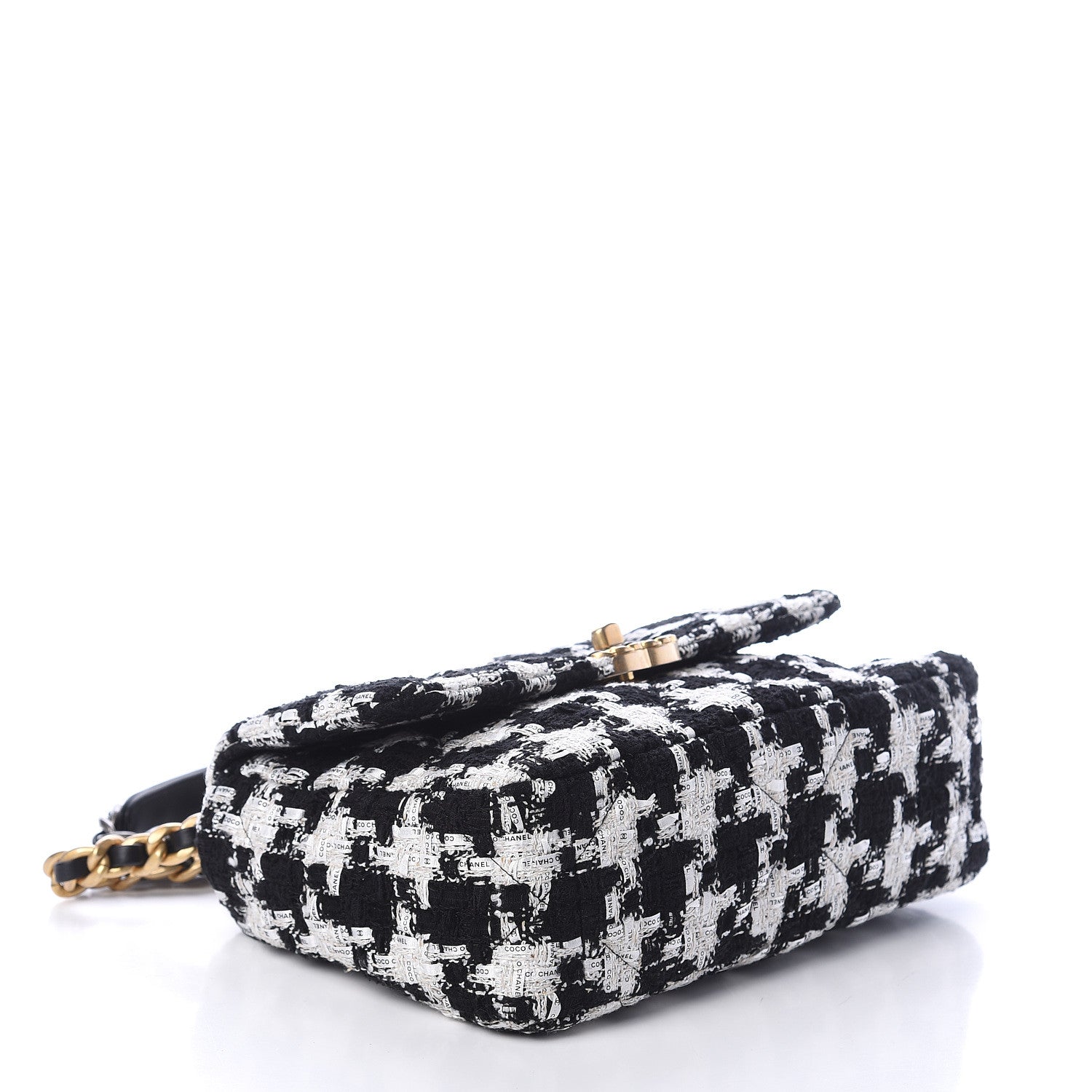 Chanel Tweed Quilted Medium 19 Flap Black Ecru White 3 of 9