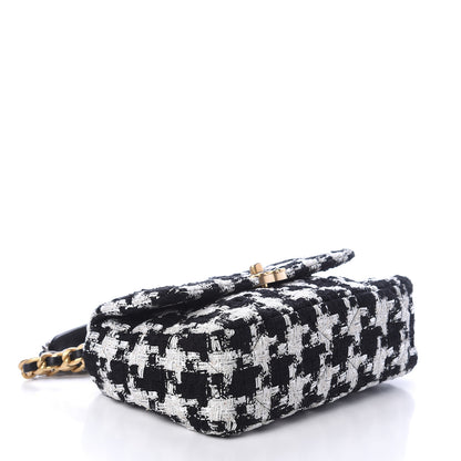 Chanel Tweed Quilted Medium 19 Flap Black Ecru White 3 of 9