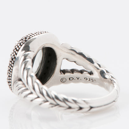 David Yurman Sterling Silver Diamond Prasiolite 10mm Midnight Melange Ring 54.5 7 10 of 12