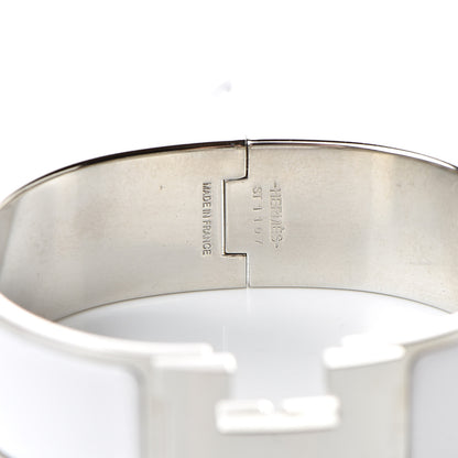 Hermes Enamel Wide Clic Clac H Bracelet GM White 4 of 6