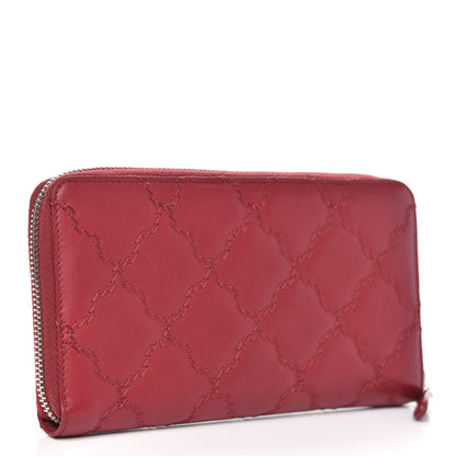 Chanel Calfskin Double Stitch Hamptons Zip Around Wallet Red 3 of 11