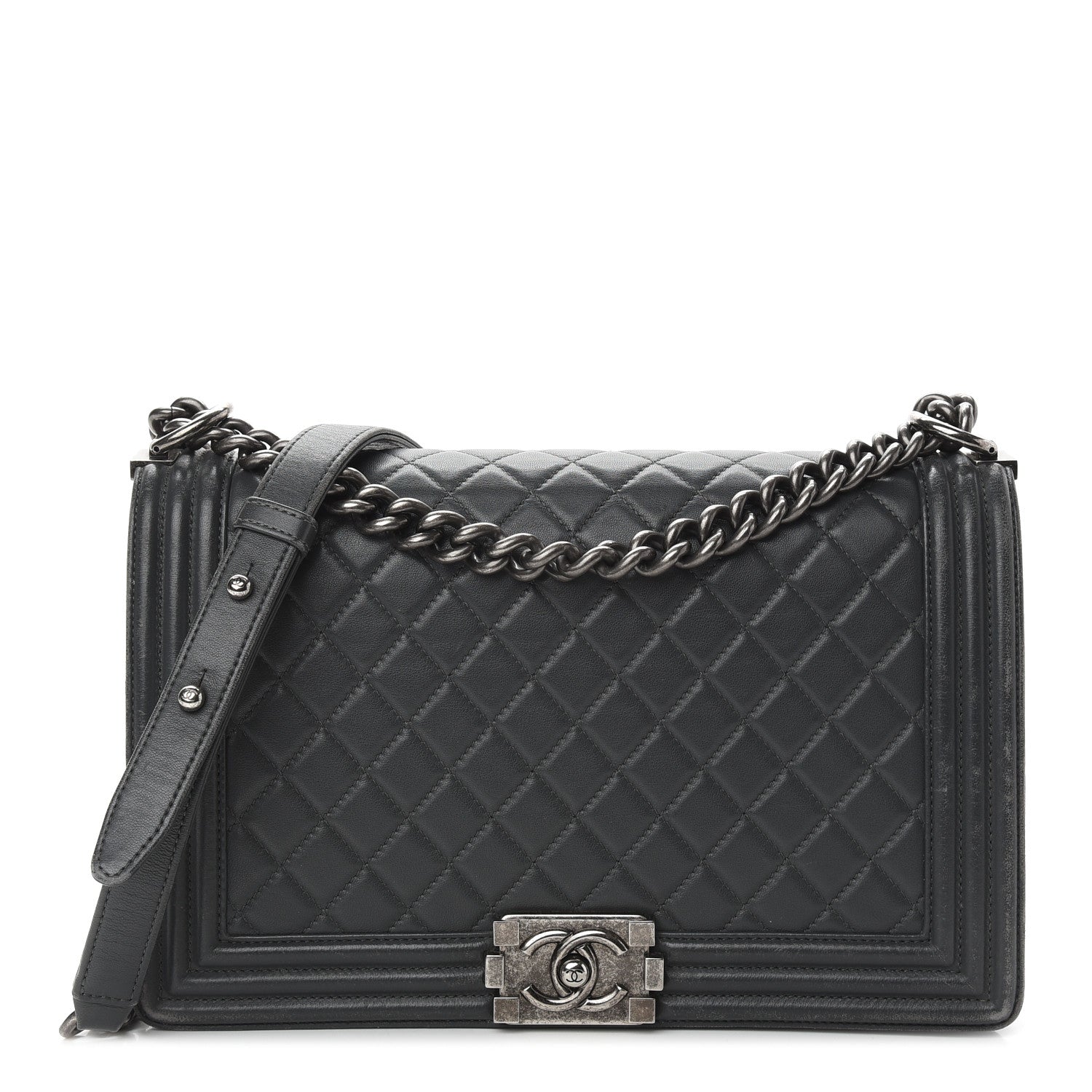 Chanel Lambskin Quilted New Medium Boy Flap Grey 1 of 10