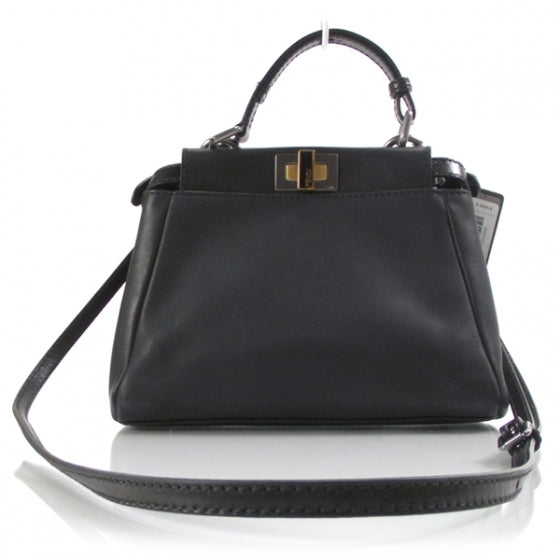 Fendi Nappa Mini Peekaboo Iconic Satchel Black 1 of 11