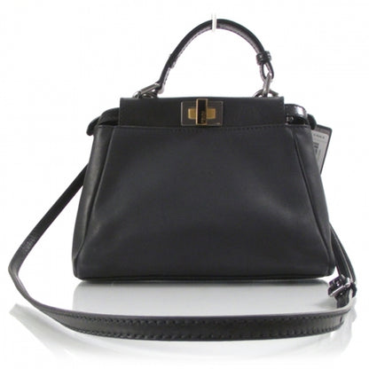 Fendi Nappa Mini Peekaboo Iconic Satchel Black 1 of 11