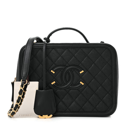 Chanel Caviar Quilted Large CC Filigree Vanity Case Black 3 of 12
